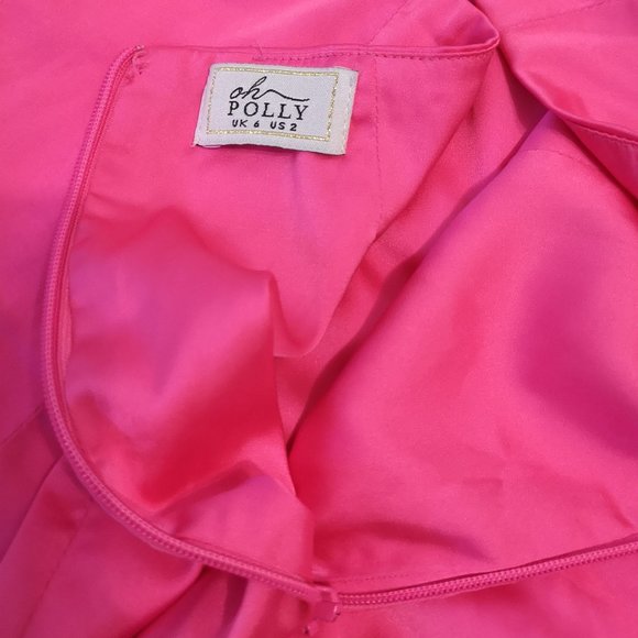 Oh Polly "Chic of Nature" Satin Mini Skirt in Neon Pink - Picture 5 of 5